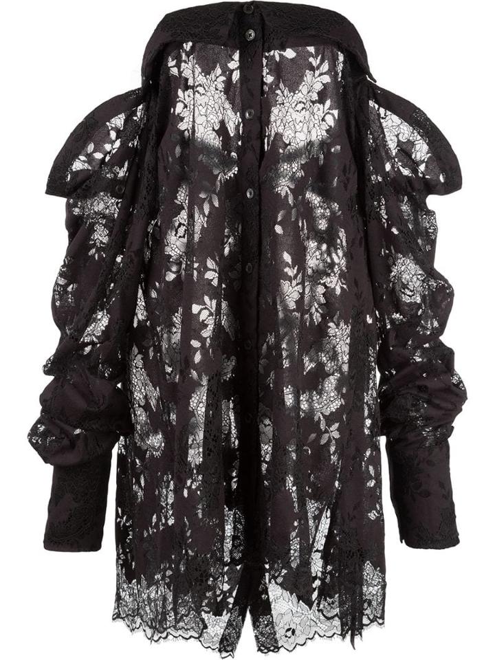 Ann Demeulemeester Off-shoulder Lace Top - Black