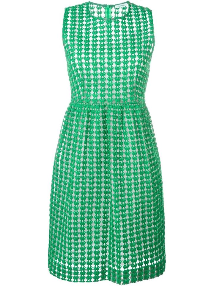 P.a.r.o.s.h. Embroidered Flared Dress, Women's, Size: Xs, Green, Polyester