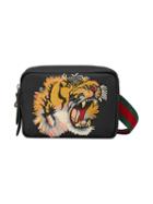 Gucci Black Shoulder Bag With Panther Face Appliqué