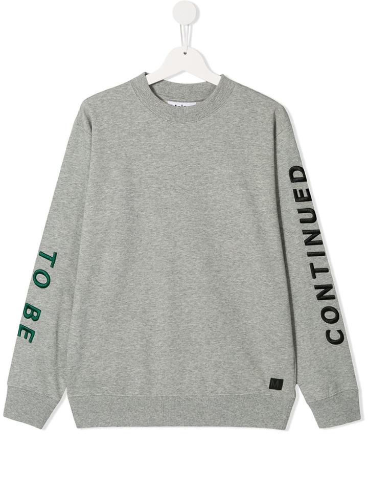 Molo Teen Sleeve Embroidered Sweatshirt - Grey