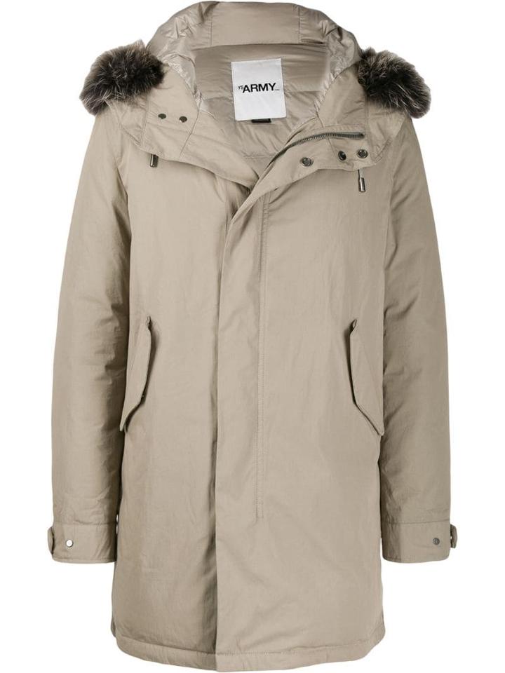 Yves Salomon Fur Hood Trim Coat - Neutrals