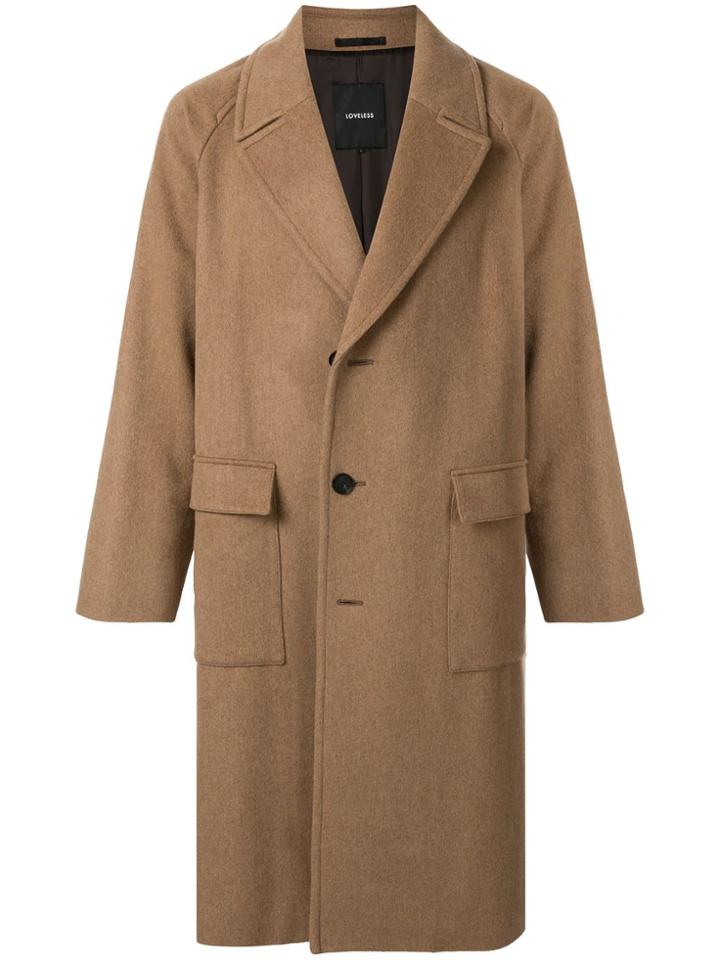 Loveless Single-breasted Wide Lapel Coat - Brown