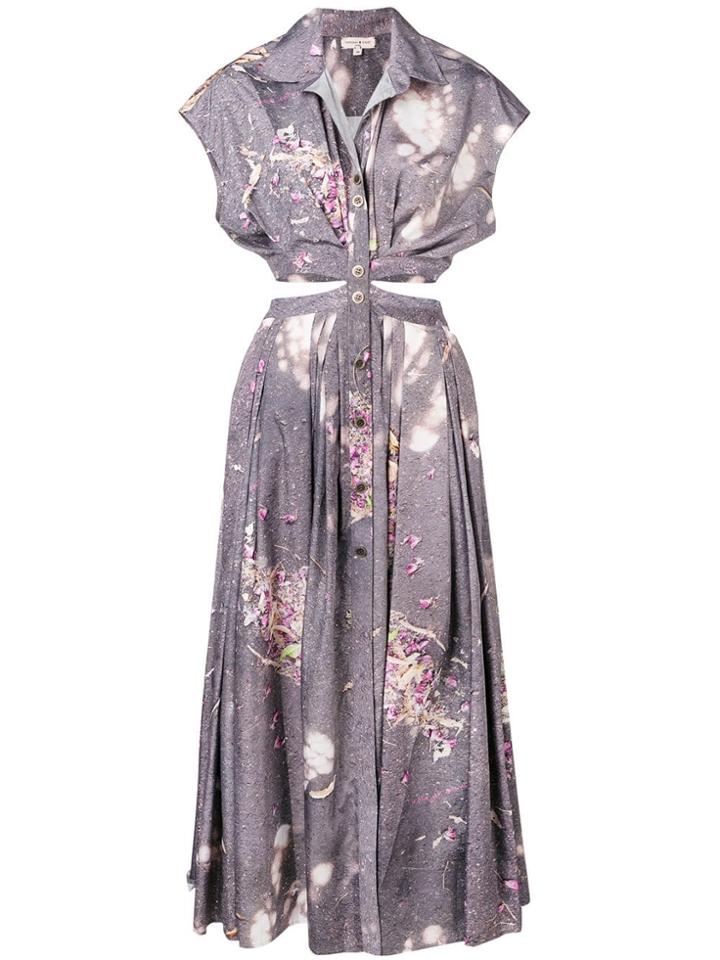 Natasha Zinko Open Waist Printed Shirt Dress - Grey