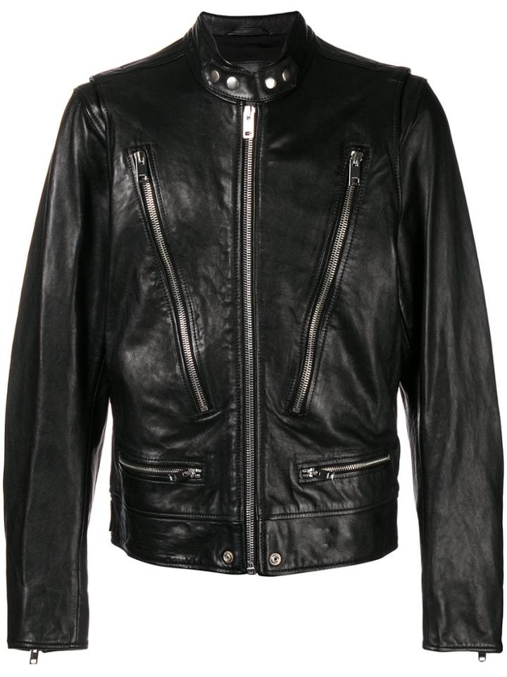 Diesel Full Zipped Biker Jacket - Black