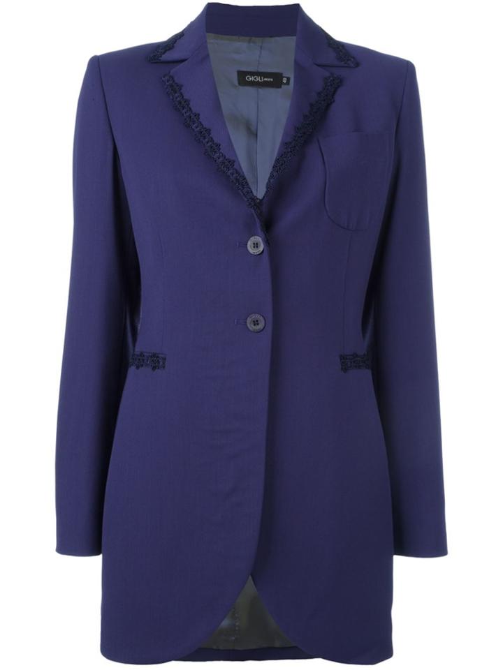 Romeo Gigli Vintage Embroidered Trim Jacket - Blue