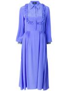 Rochas Ruffle Trim Shirt Dress - Blue