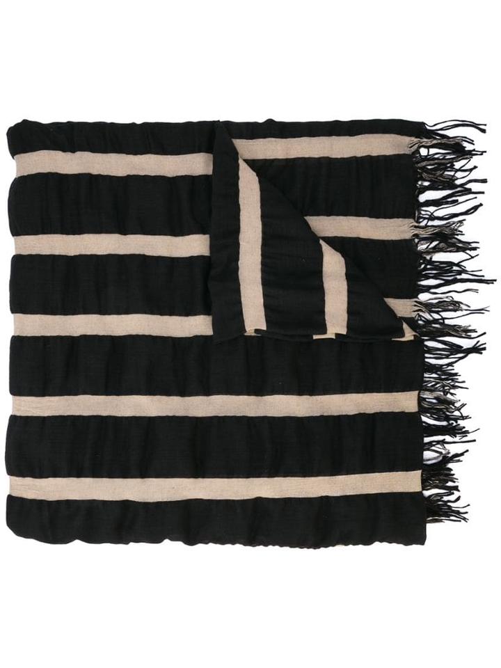 Uma Wang Striped Tassel Scarf - Black