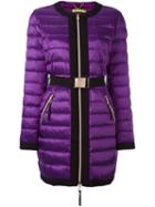 Versace Jeans Belted Puffer Jacket, Women's, Size: 44, Pink/purple, Feather Down/polyamide/polyester