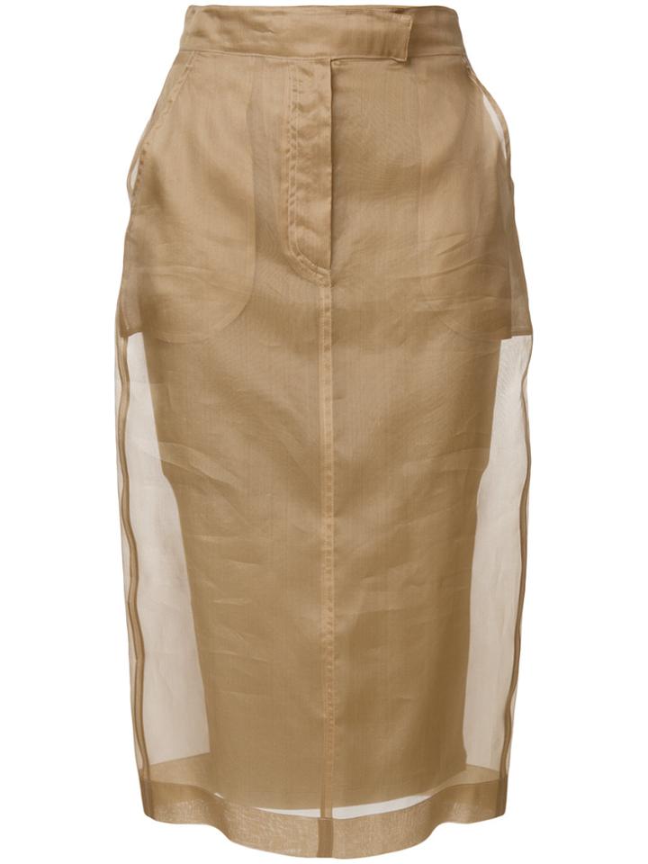 Max Mara Sheer Panel Skirt - Nude & Neutrals