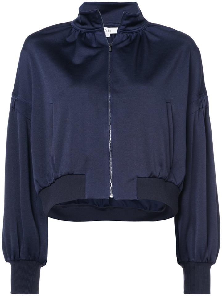 Tibi Sculpt Cropped Track Jacket - Blue