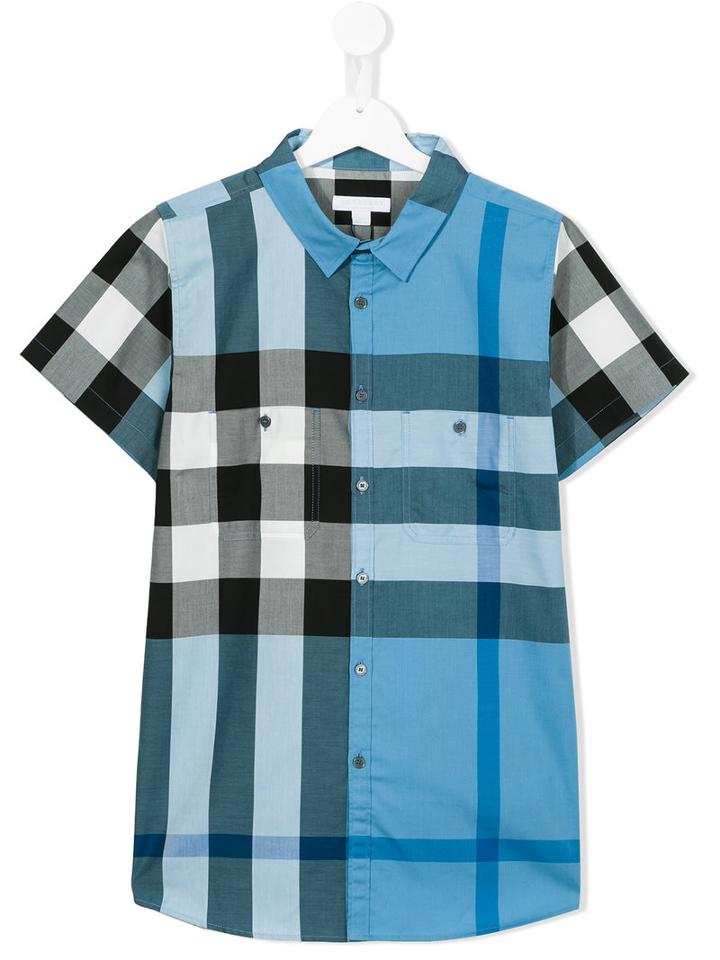 Burberry Kids - Checked Shirt - Kids - Cotton - 14 Yrs, Boy's, Blue