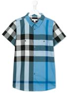 Burberry Kids - Checked Shirt - Kids - Cotton - 14 Yrs, Boy's, Blue