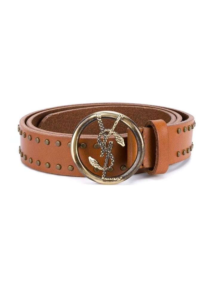 Saint Laurent Round Buckle Studded Belt