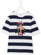 Dolce & Gabbana Kids Striped Dg Family Patch T-shirt, Boy's, Size: 8 Yrs, Blue