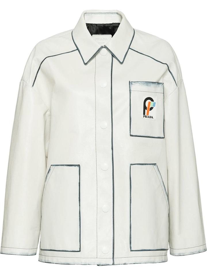 Prada Contrasting Panel Jacket - White
