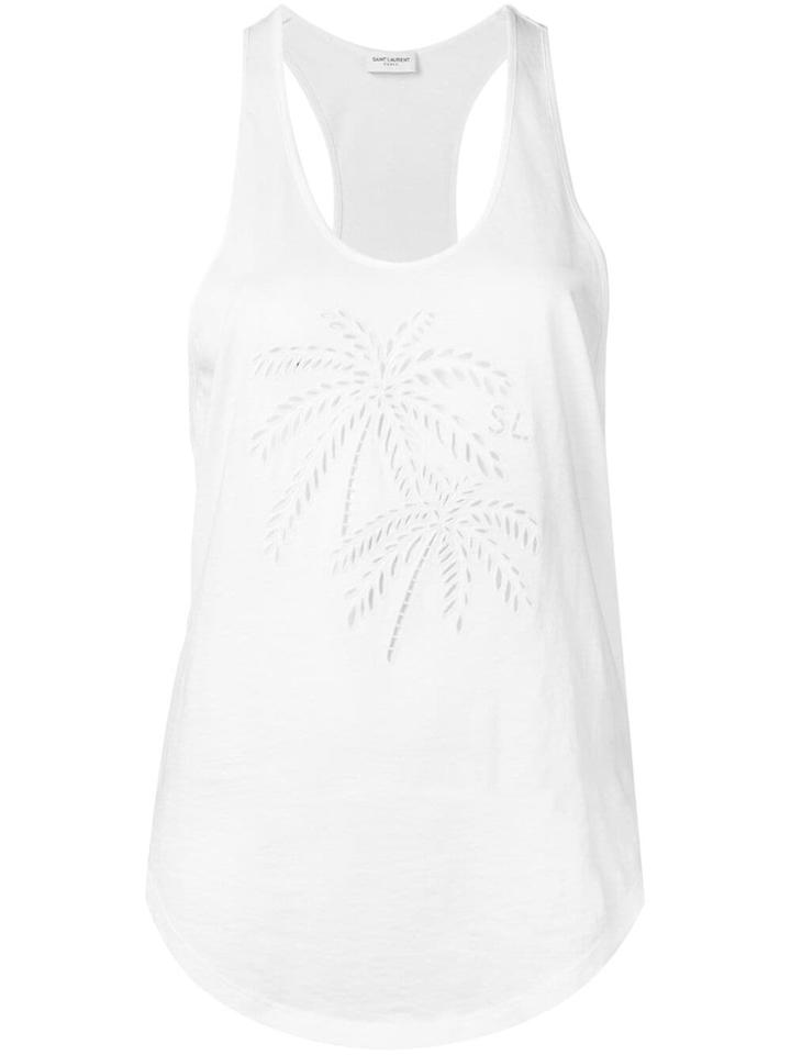 Saint Laurent Cut-out Palm Tree Tank Top - White