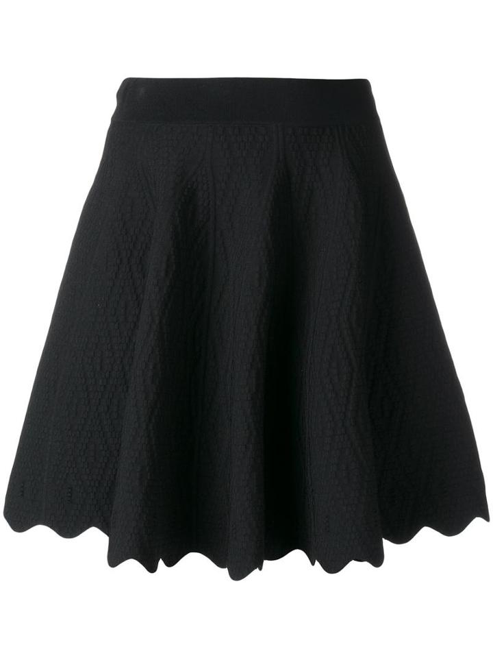 Jonathan Simkhai Scalloped Hem A-line Skirt, Women's, Size: Medium, Black, Rayon/nylon/spandex/elastane