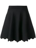 Jonathan Simkhai Scalloped Hem A-line Skirt, Women's, Size: Medium, Black, Rayon/nylon/spandex/elastane