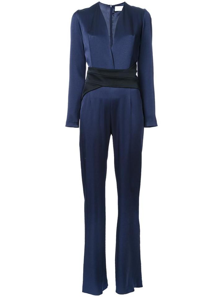Galvan Contrast Waistband Jumpsuit, Women's, Size: 38, Blue, Triacetate/polyester