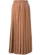 Cityshop Fake Nubuck Pleated Skirt, Women's, Size: 36, Brown, Polyester/cupro