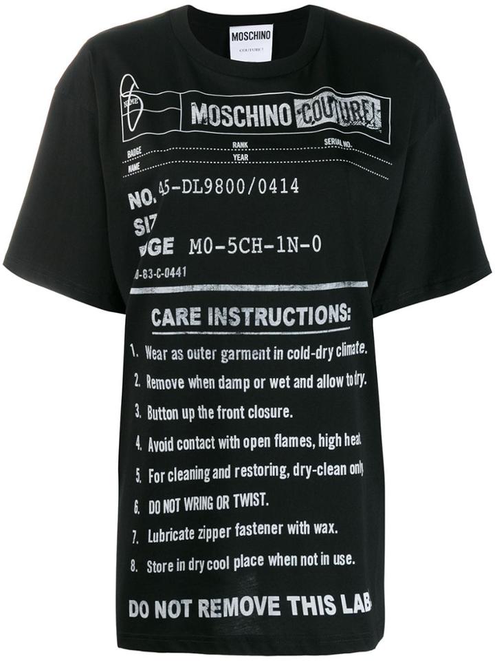 Moschino Care-label Print T-shirt - Black