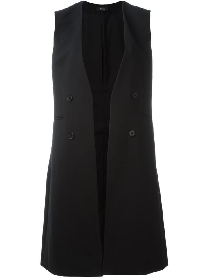 Theory Sleeveless Coat, Women's, Size: 8, Black, Polyester/virgin Wool