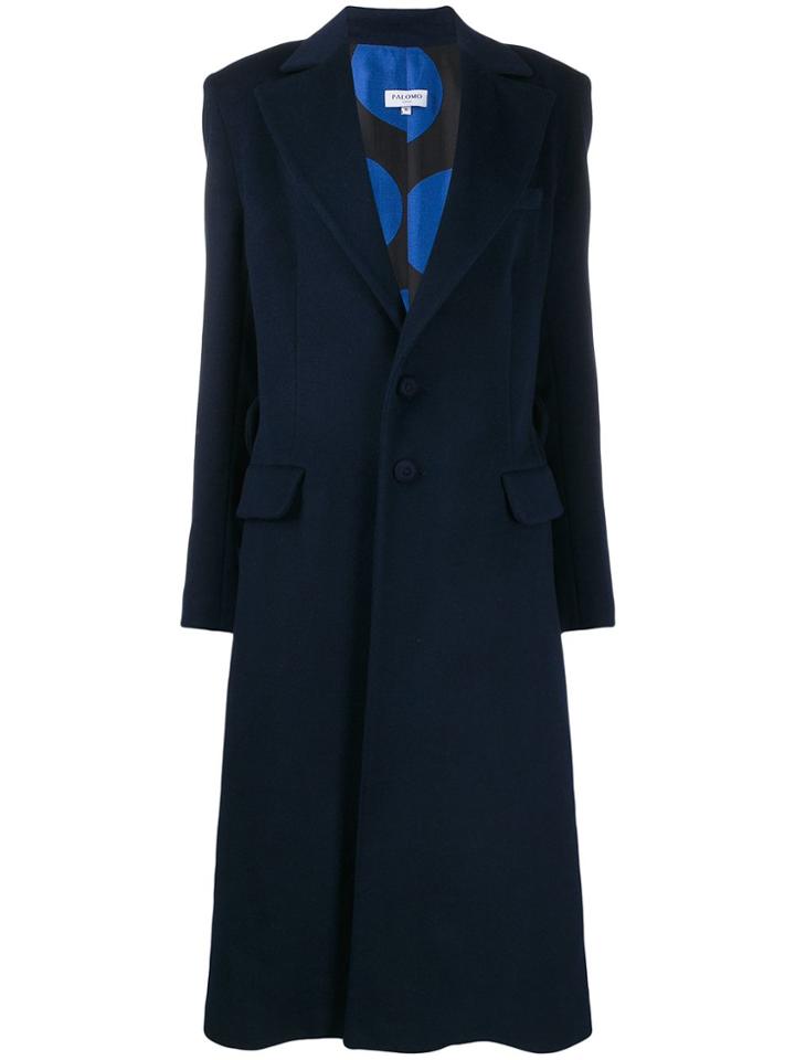 Palomo Spain Single-breasted Midi Coat - Blue