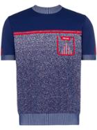 Prada Mock Neck Knitted T-shirt - Blue