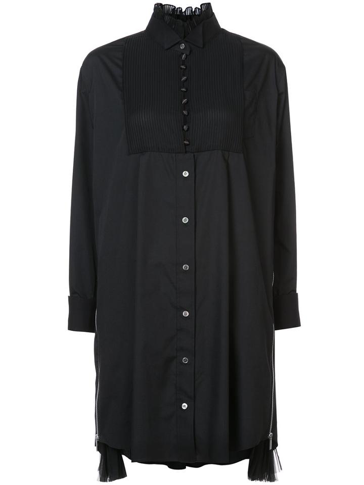 Sacai - Tuxedo Collar Tunic Shirt - Women - Cotton/polyester - 2, Black, Cotton/polyester