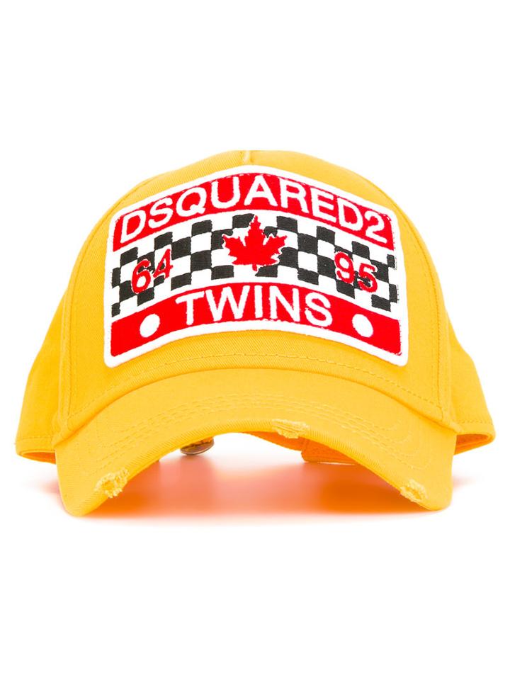 Dsquared2 - Patch-front Baseball Cap - Men - Cotton - One Size, Yellow/orange, Cotton