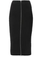 T By Alexander Wang Ribbed Knit Midi Skirt, Women's, Size: Small, Black, Cotton/nylon/spandex/elastane