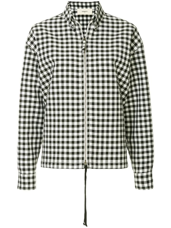 Ports 1961 Gingham Print Zipped Shirt - Black