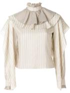 Jw Anderson Mix Stripe Ruffle Top - Neutrals