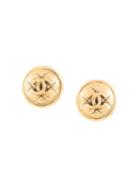 Chanel Pre-owned Round Cc Matelasse Stitch Earrings - Gold