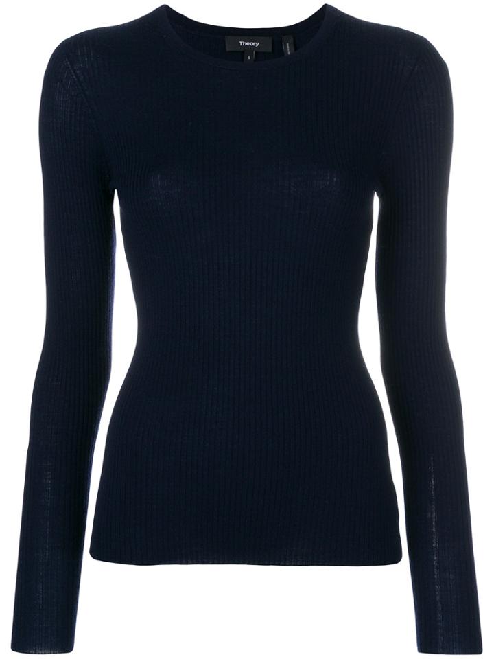 Theory Ribbed Jumper - Blue
