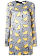 Au Jour Le Jour Bird Print Dress - Grey