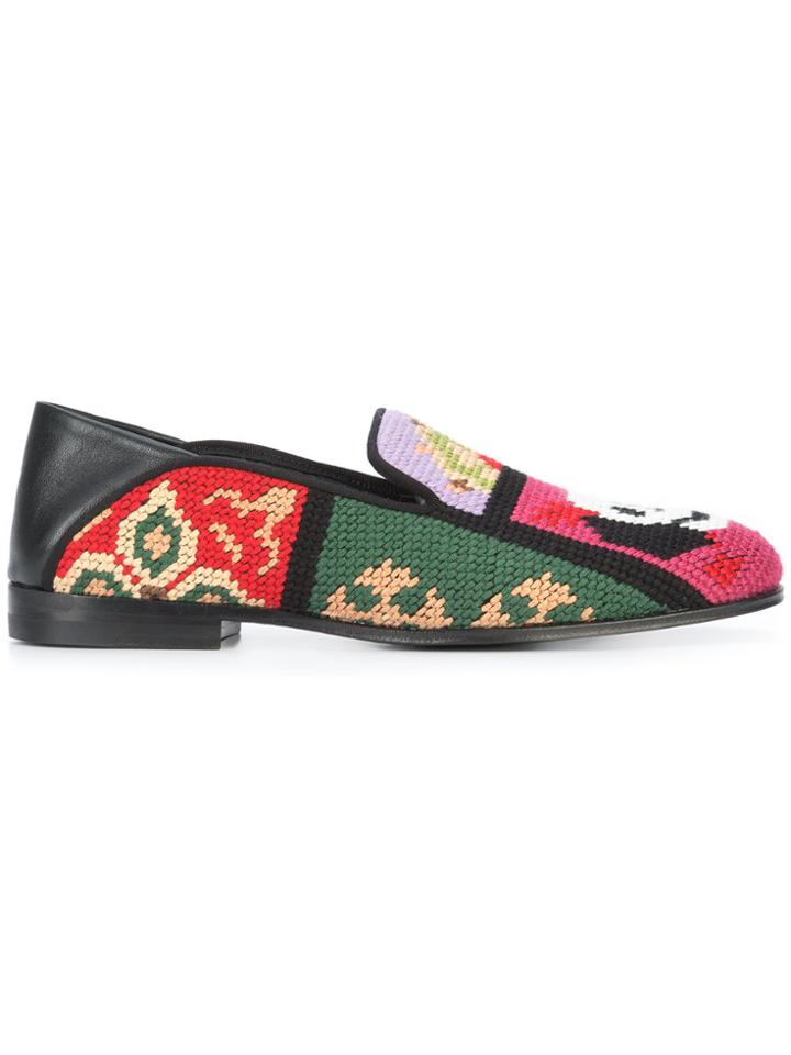 Alexander Mcqueen Woven Skull Loafers - Multicolour
