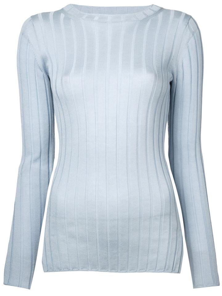 Cityshop - Ribbed Jumper - Women - Wool/tencel - One Size, Women's, Blue, Wool/tencel