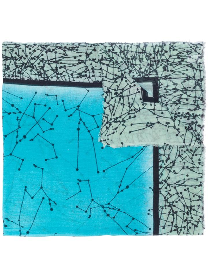 Faliero Sarti Graphic-print Frayed Scarf - Blue