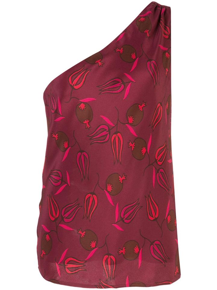 Rebecca De Ravenel Abstract-print Silk Top - Red