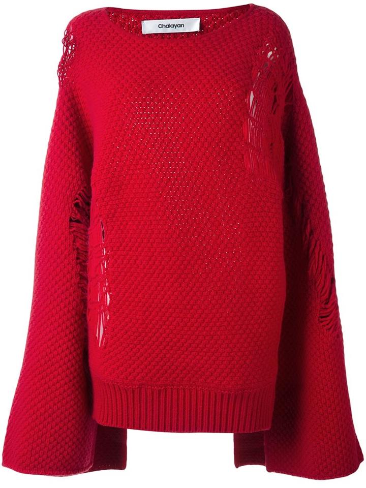 Chalayan Laddered Jumper, Women's, Red, Cashmere/merino