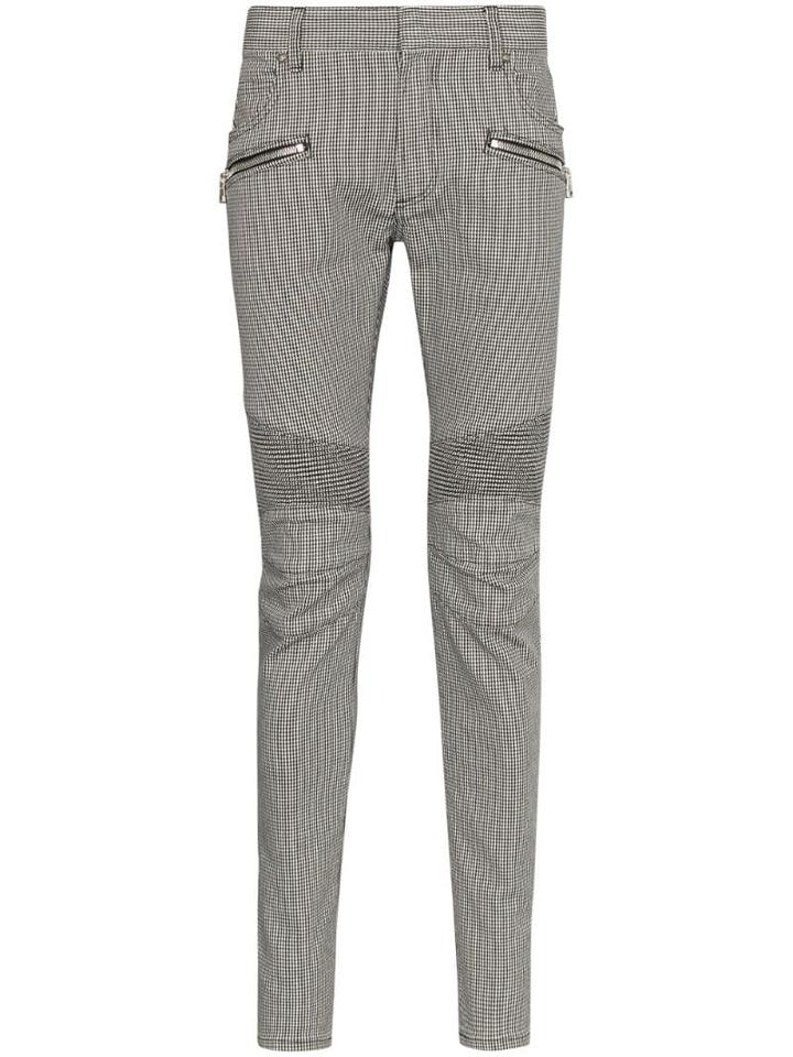 Balmain Houndstooth Skinny Jeans - Black