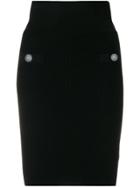 Balmain Ribbed Midi Skirt - Black