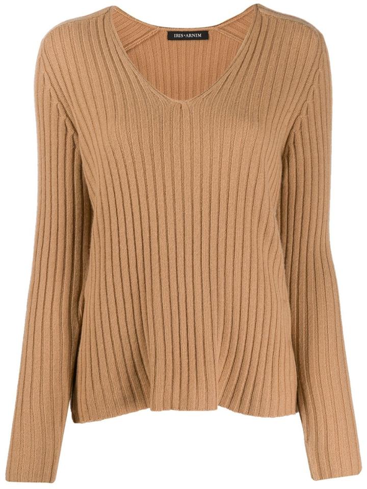 Iris Von Arnim Ribbed Jumper - Brown