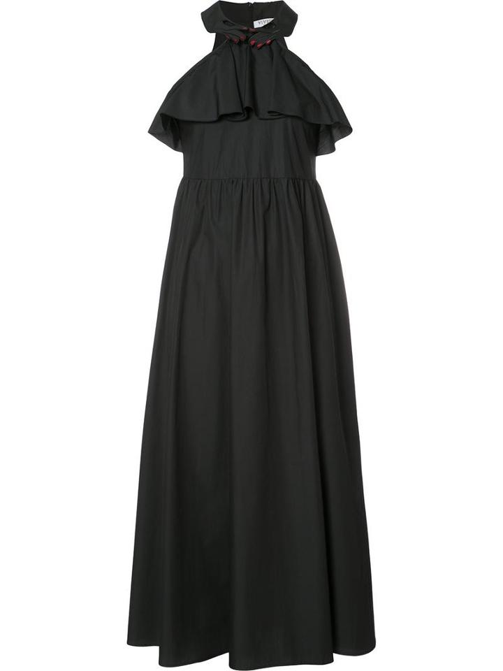 Vivetta Ruffled Maxi Dress, Women's, Size: 42, Black, Cotton