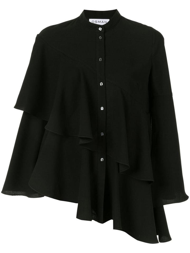 Osman Sunny Asymmetric Tiered Blouse - Black