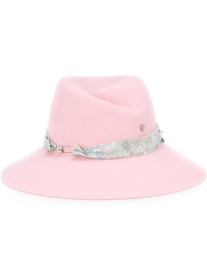 Maison Michel Safety Pin Detail Hat - Pink & Purple