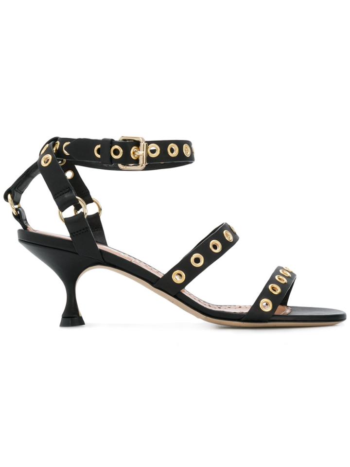 Twin-set Strappy Eyelet Sandals - Black