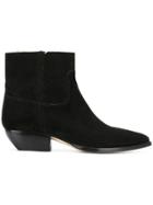 Saint Laurent Frayed Edge Pointed Ankle Boots - Black
