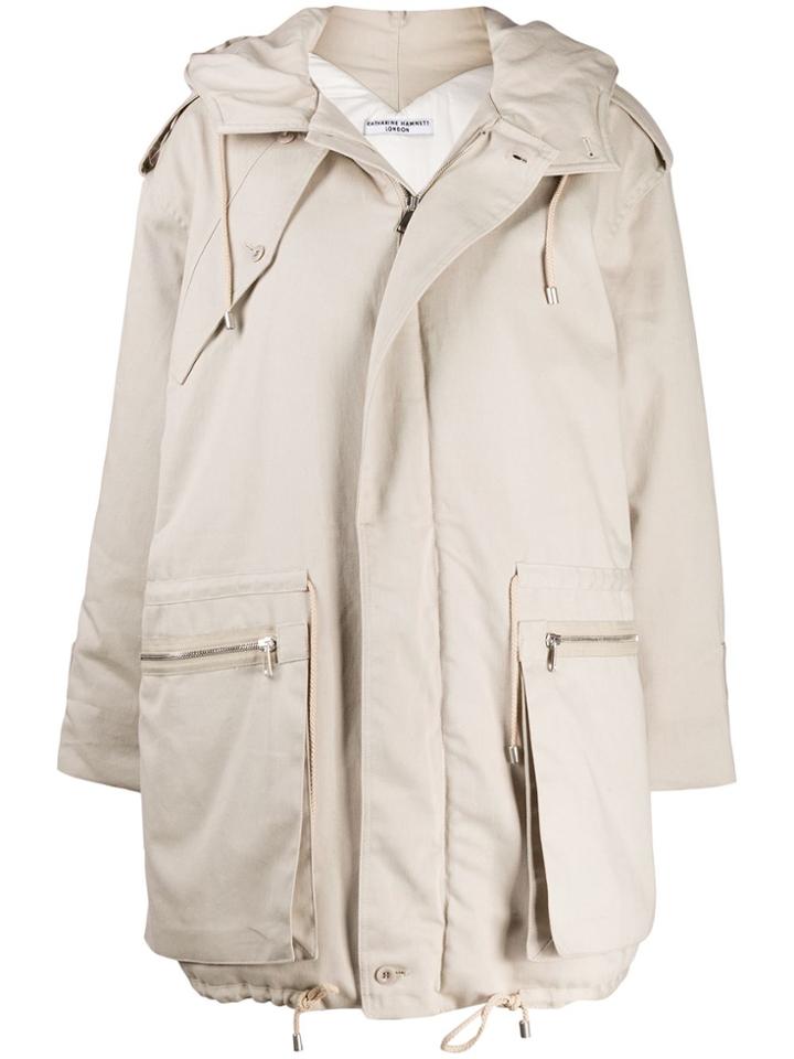 Katharine Hamnett London Oversized Hooded Parka - Neutrals